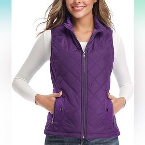 Women's Outwear Vest - Stand Collar Lightweight Zip Quilted Vest for Women